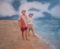 Man en vrouw aan strand